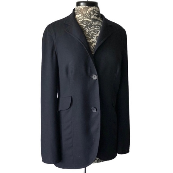 Akris + Bergdorf Goodman Wool Blazer Navy Blue Size 8 - Picture 1 of 6